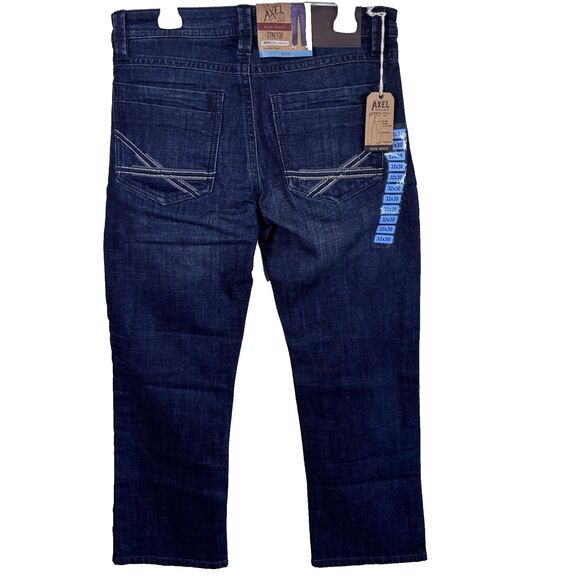 T.K. Axel Men's Slim Boot Cut Stretch 7 Pocket Denim Jean Dark 32x30 NWT - Picture 2 of 16